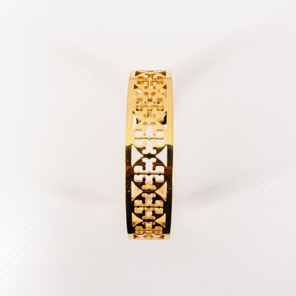 Tory Burch TB Gold Logo Cut out Cuff Bracelet Gold OS - Picture 10 of 12